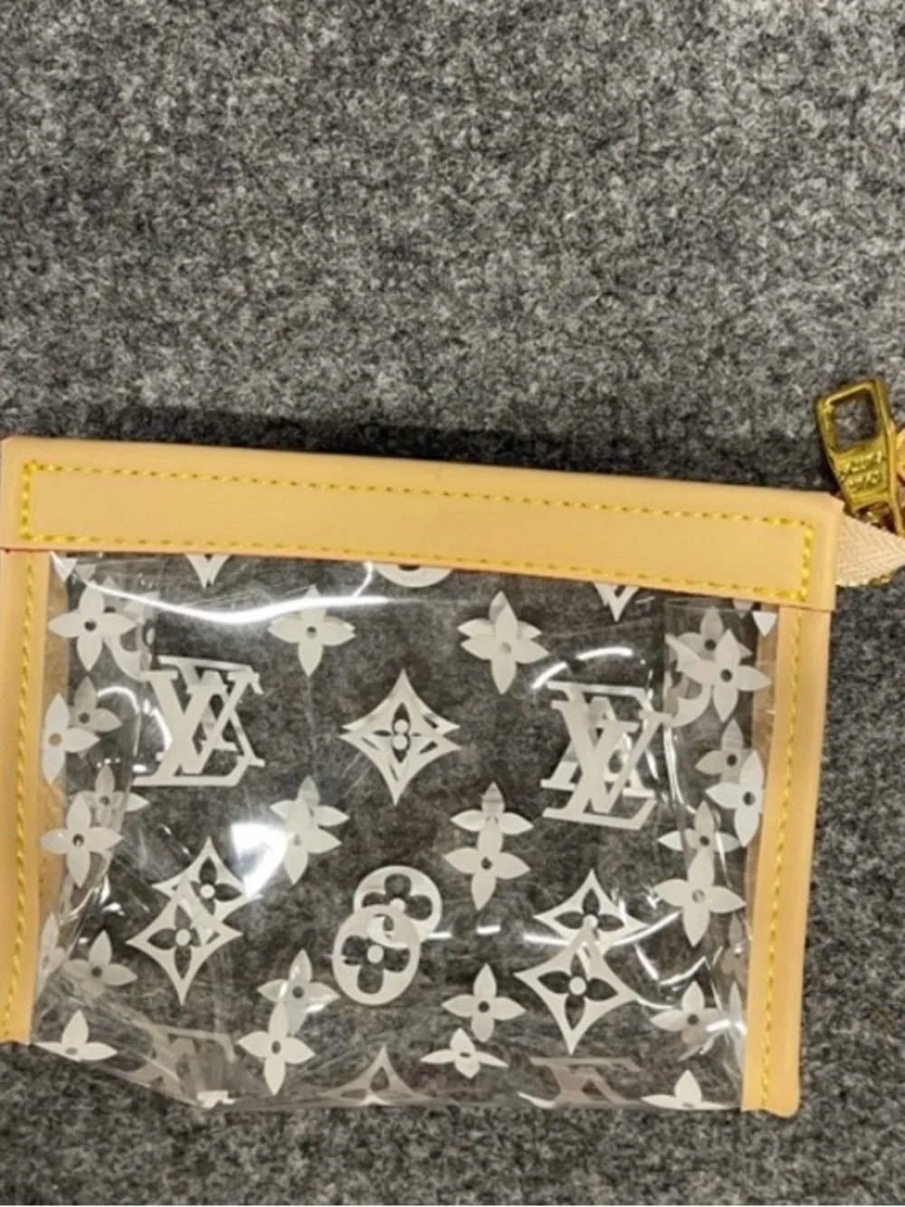 Clear Monogram 3-pc Cosmetic Pouch with Beige Trim - Picture 4 of 4
